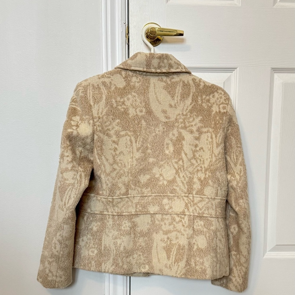 Robert Kitchen Beige Floral Pea Coat - Picture 2 of 8